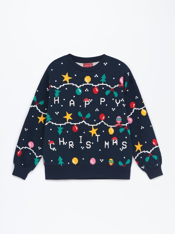 ‘Happy Christmas’ print sweatshirt