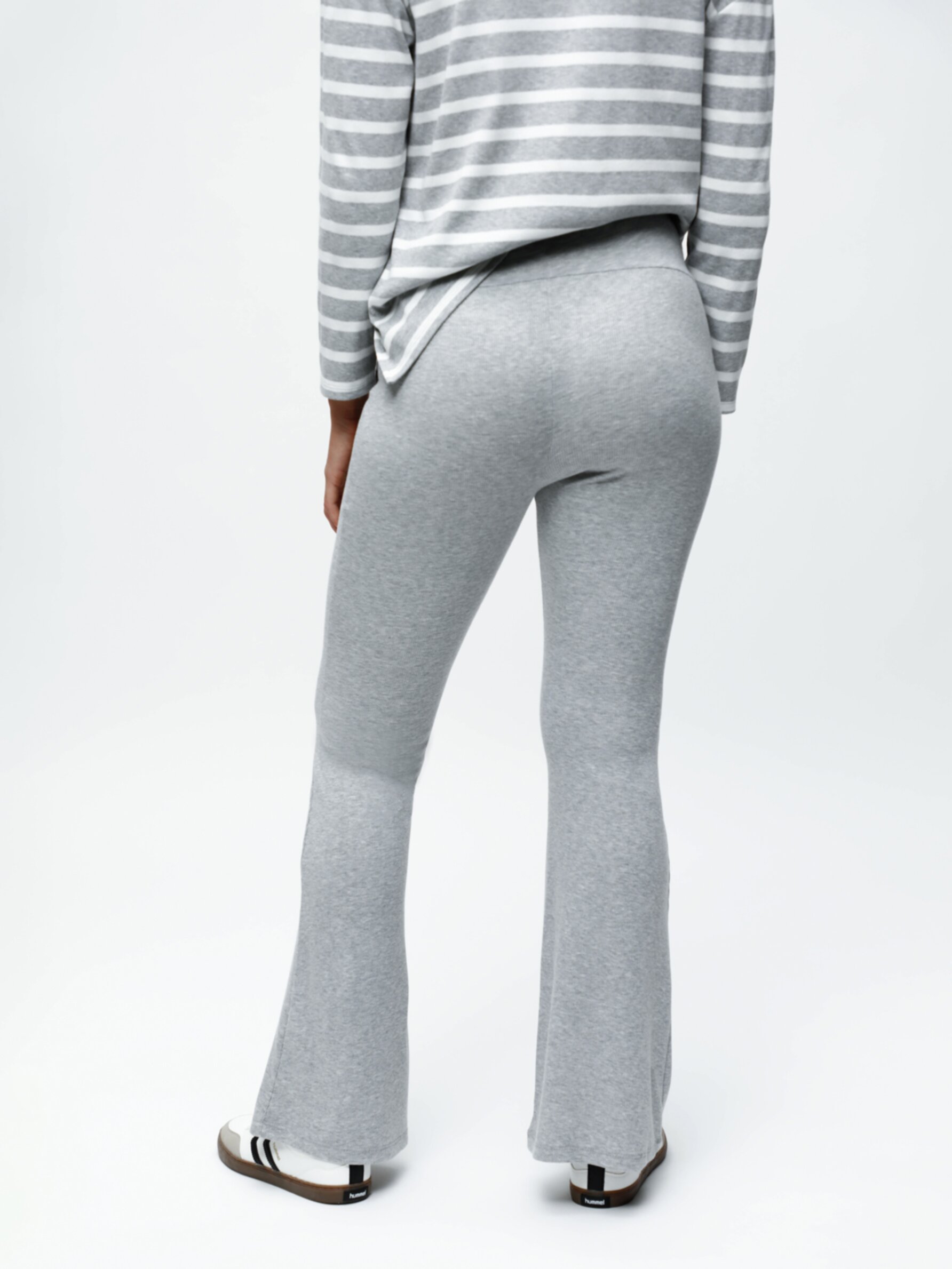 Grey ribbed flared sales trousers