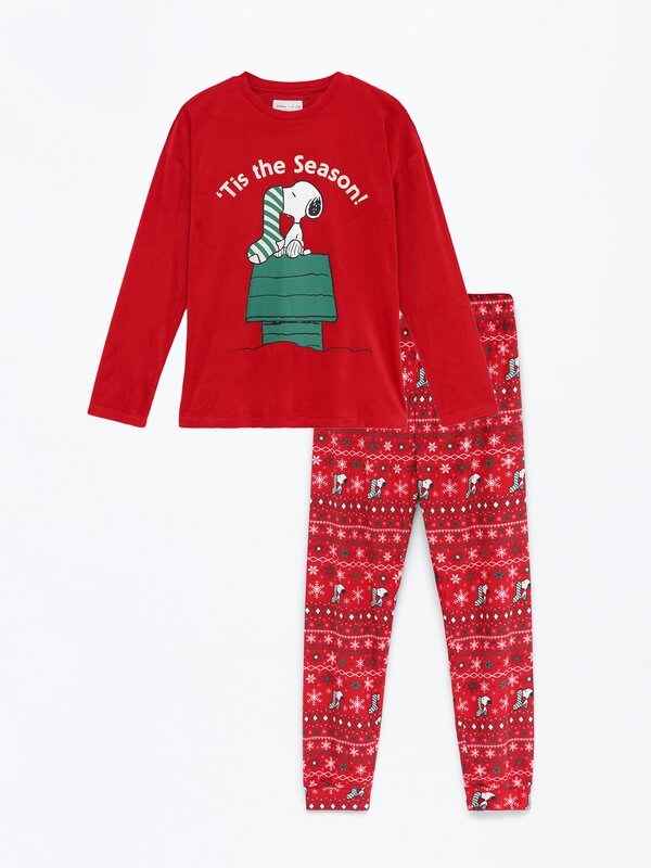 Snoopy Peanuts™ yılbaşı temalı pijama takımı