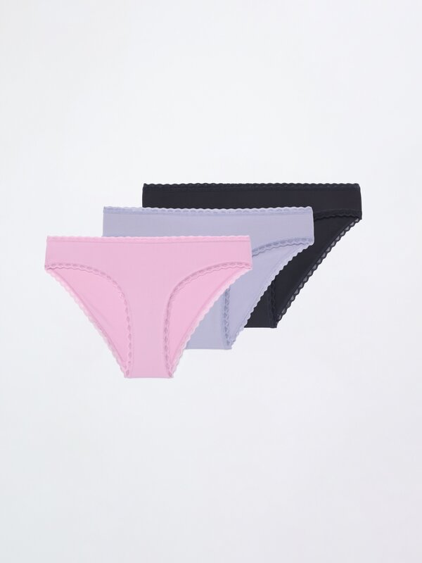 3-Pack of classic briefs with lace trim