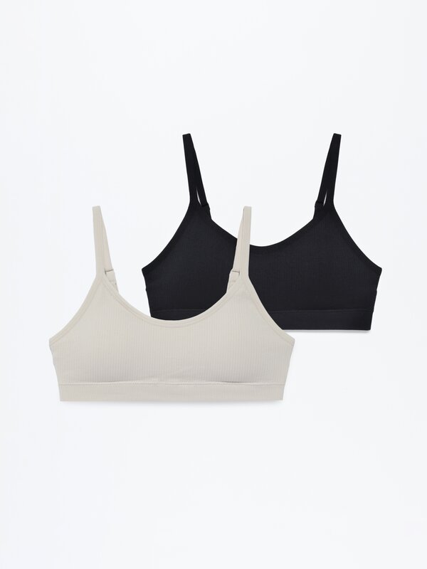 Pack of 2 seamless ribbed bras