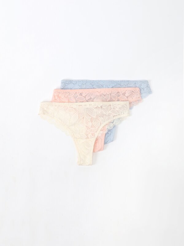 Pack of 3 lace thongs