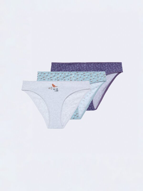Pack of 3 printed cotton briefs