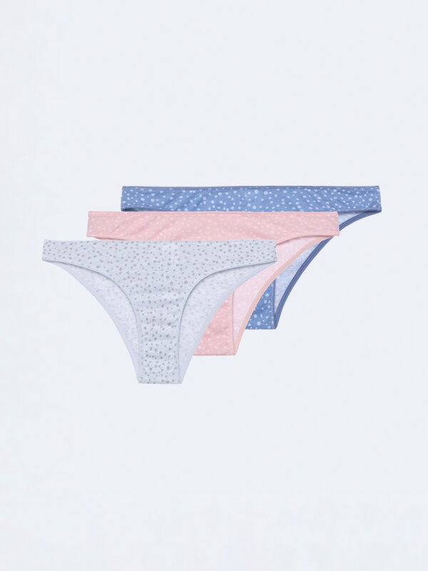 Pack of 3 printed cotton Brazilian briefs