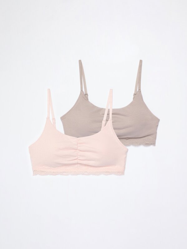 Pack of 2 bras with gathering