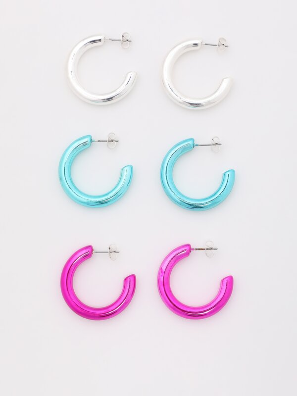Pack of 3 pairs of assorted hoop earrings