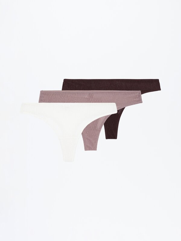 Pack of 3 lace thongs