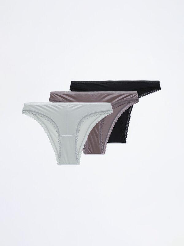 Pack of 3 pairs of classic satin briefs