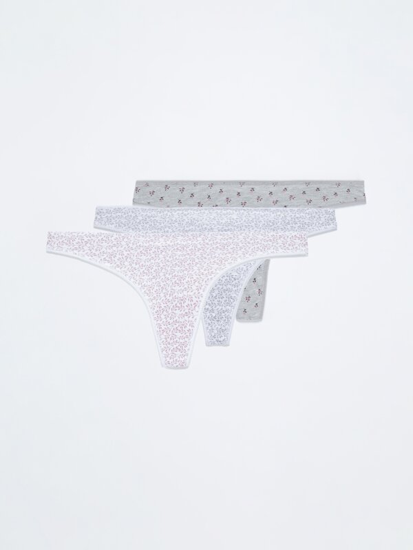 Pack of 3 cotton thong briefs