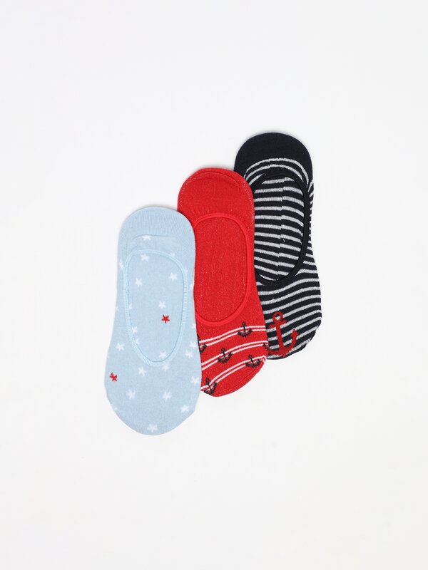 Pack de 3 pares de meias invisíveis combinadas