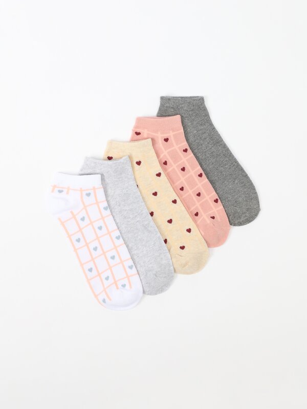Pack of 5 pairs of printed ankle socks