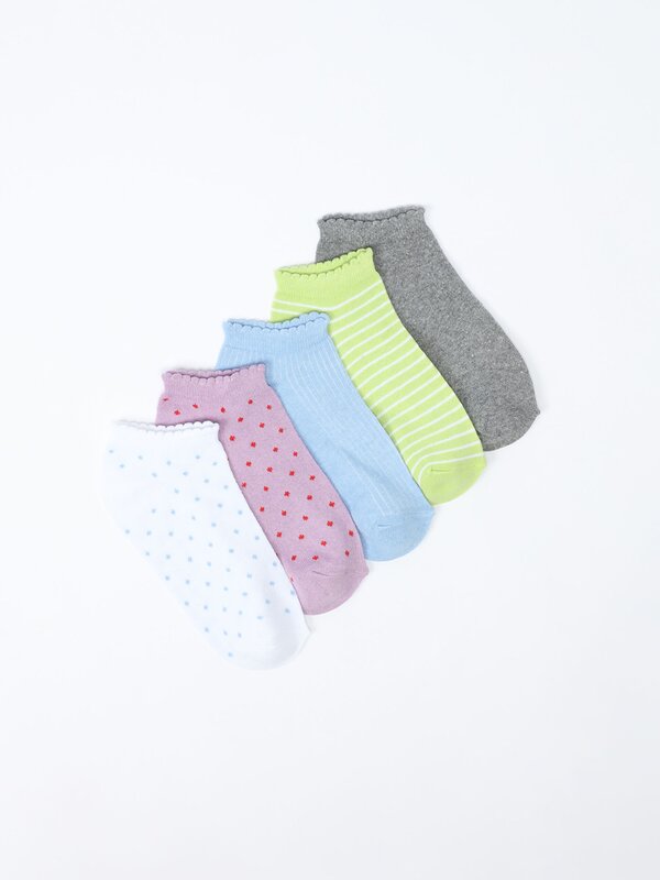 Pack of 5 pairs of assorted ankle socks