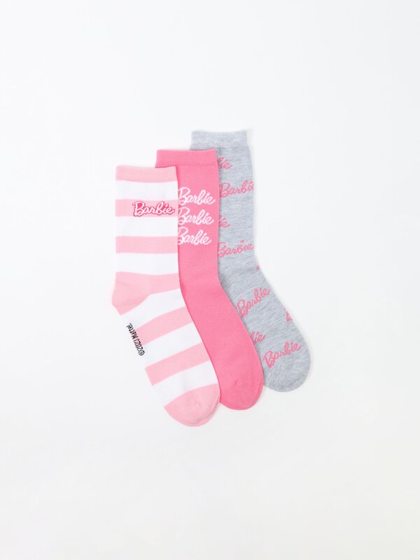 Pack of 3 pairs of long Barbie™ printed socks