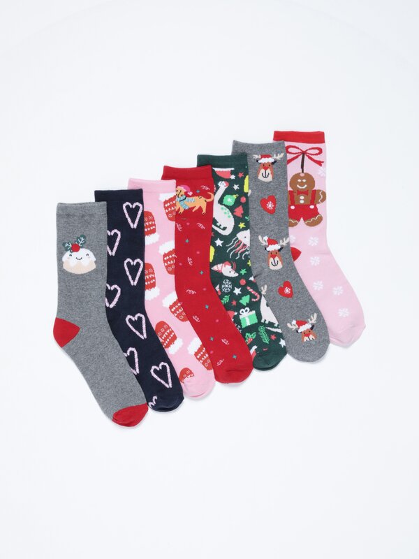 Pack of 7 pairs of Christmas socks