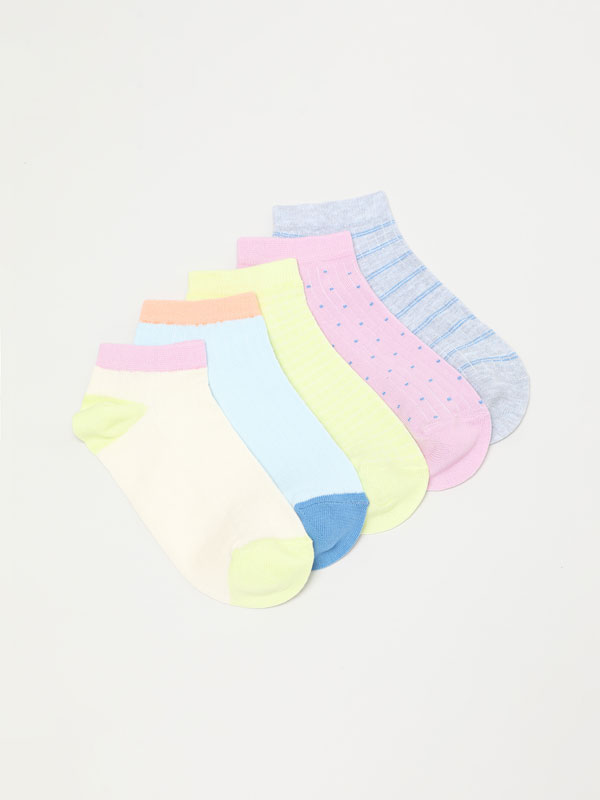 Pack of 5 pairs of assorted ankle socks