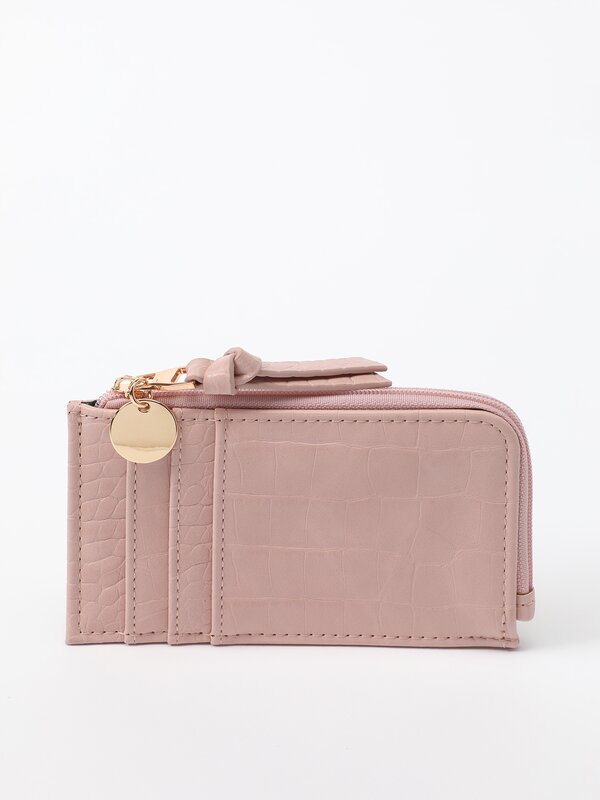 Embossed faux leather card holder