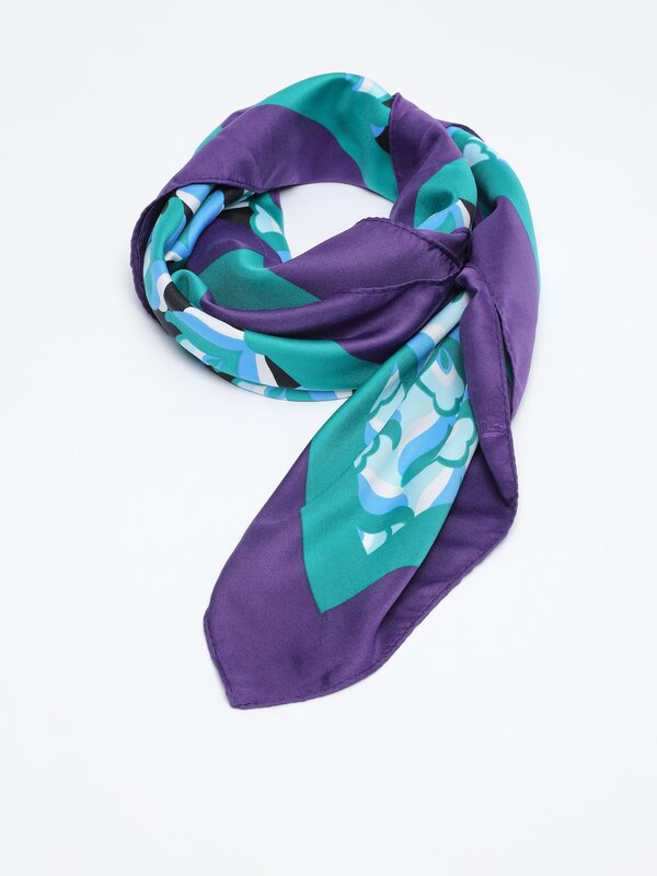 Printed satin scarf