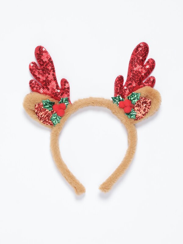 Christmas reindeer headband with faux fur