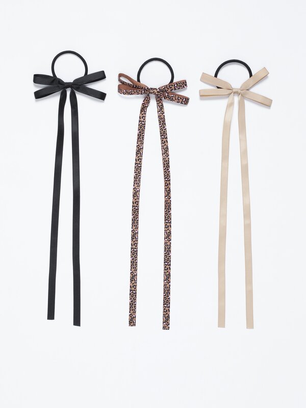 Pack of 3 elastic hair ties with bows