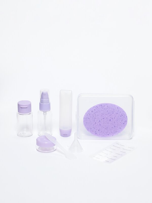 Pack de 4 envases e esponxa de viaxe