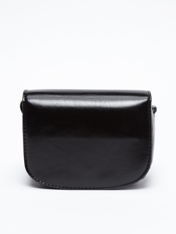 Faux leather crossbody bag with flap