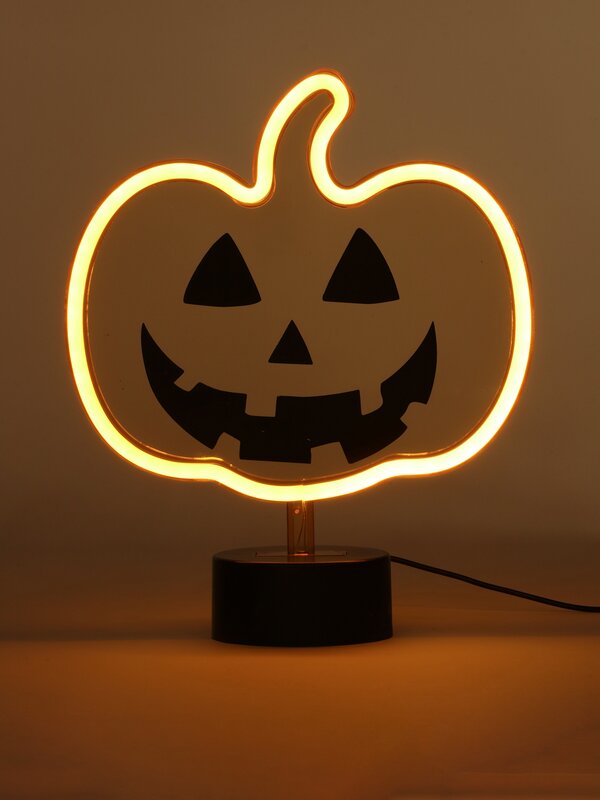 Neon pumpkin light with base