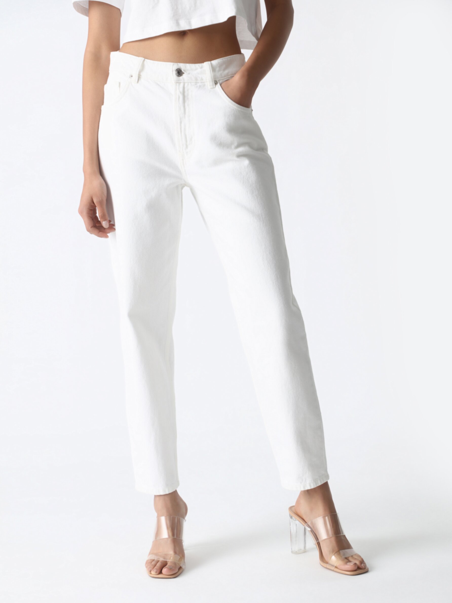 Pantalones best sale mom blancos