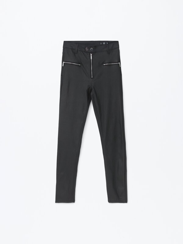 Leather effect skinny trousers