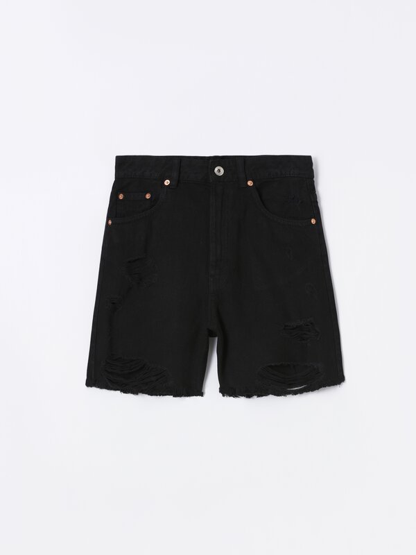 Denim shorts with rips