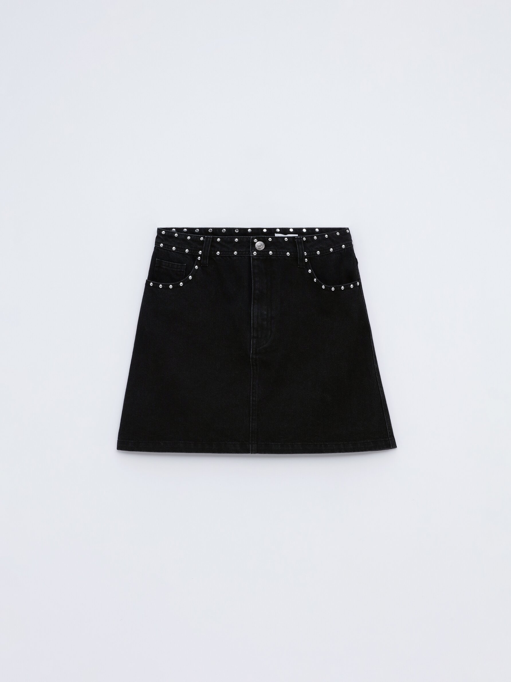 Black denim sales skirt with zip