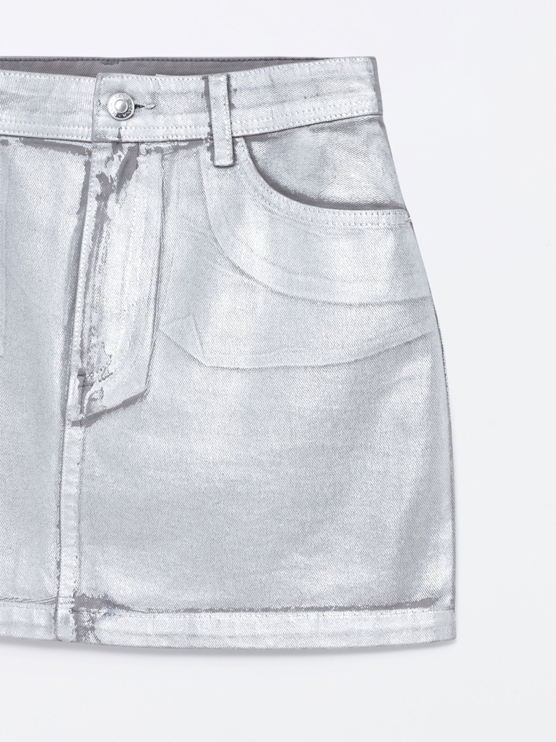 Silver metallic denim skirt online