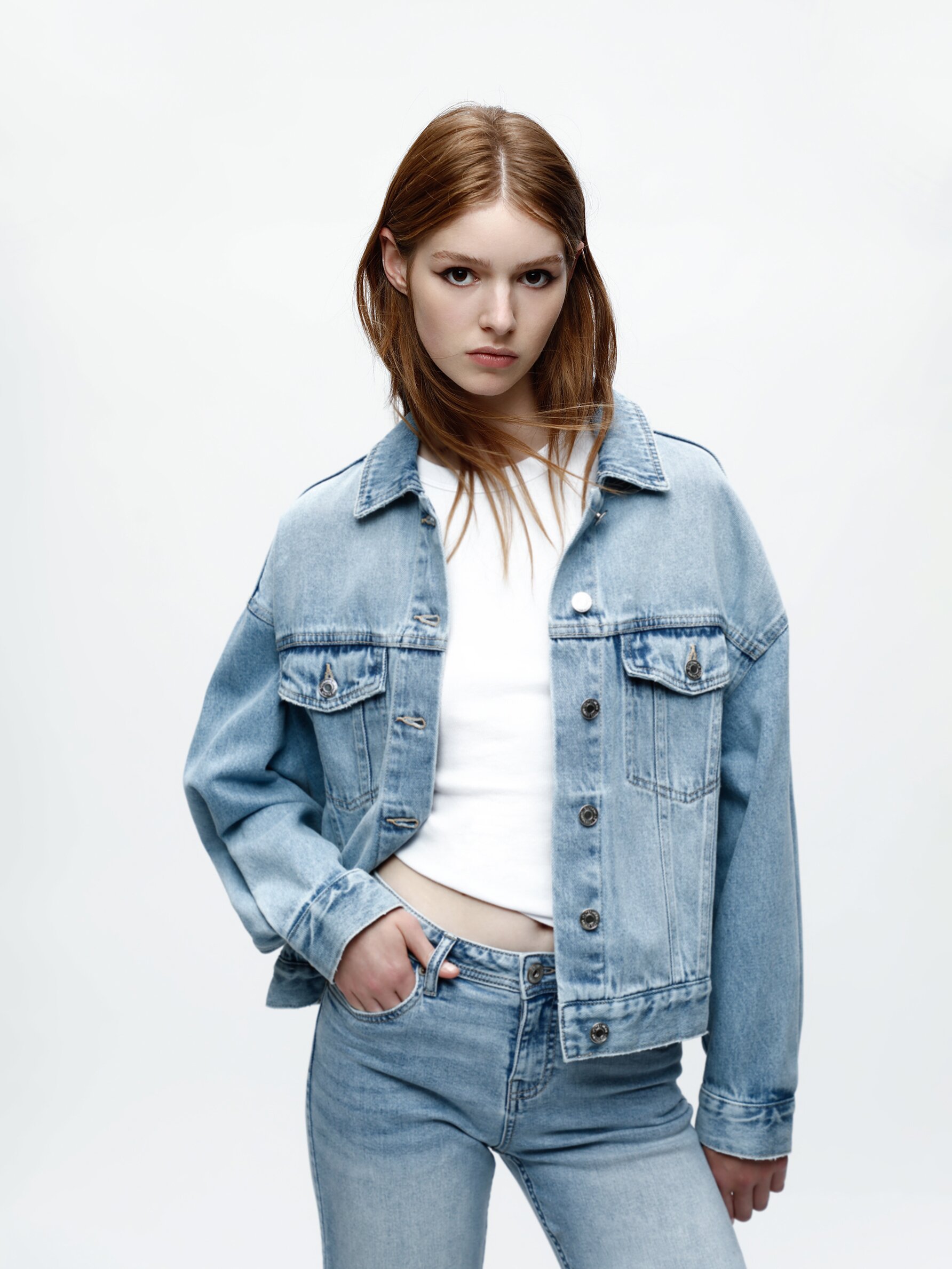 Oversized jeans jacket womens sale