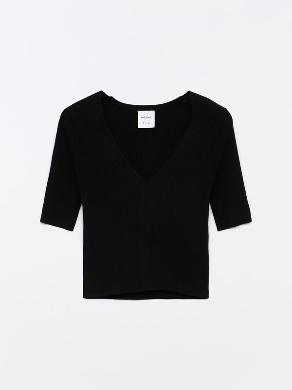 Ribbed V-neck sweater