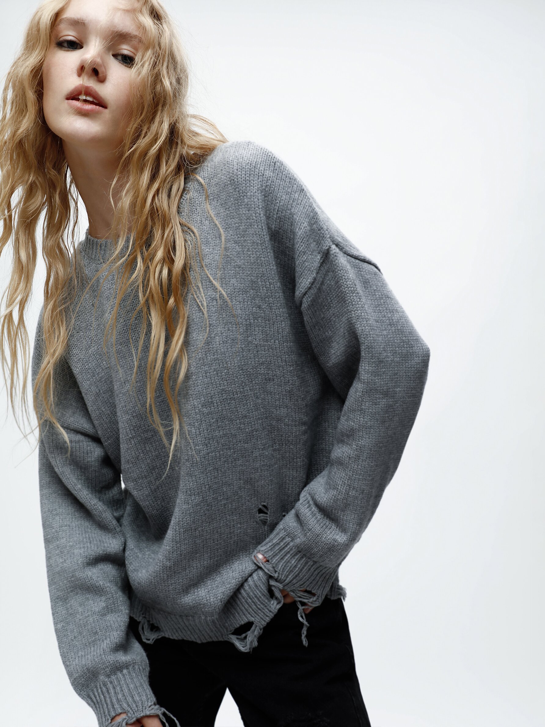 Ripped oversized clearance sweater