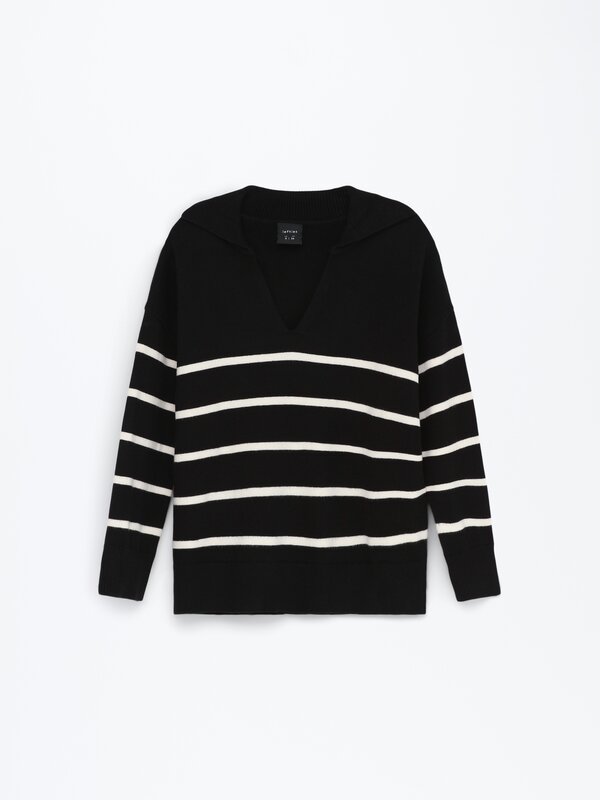 Knit polo-style sweater