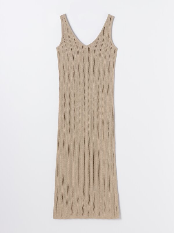 Long open-knit dress