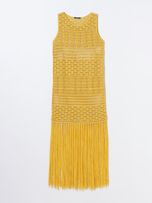 Long open-knit dress