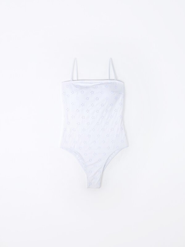 Swimsuit with Swiss embroidery