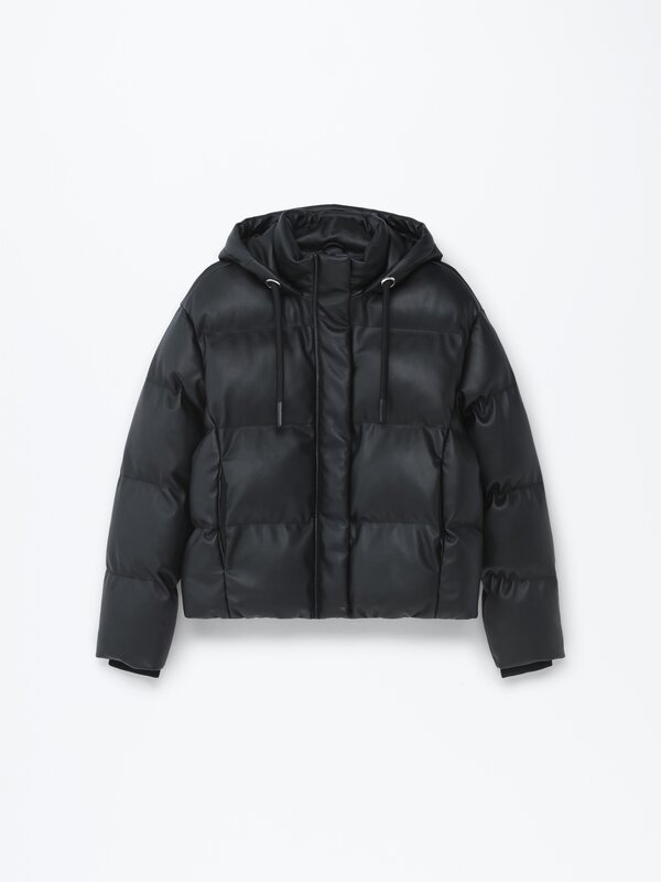 Leather effect puffer jacket