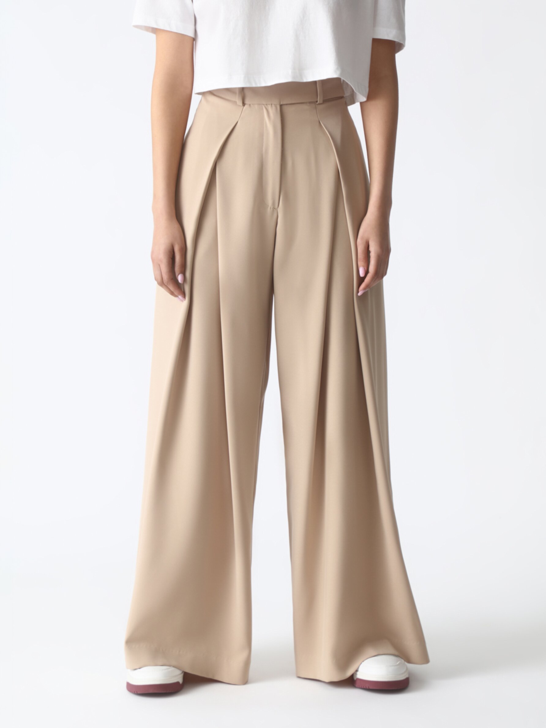 Pantal n wide leg con pinzas Pantalones ROPA Mujer