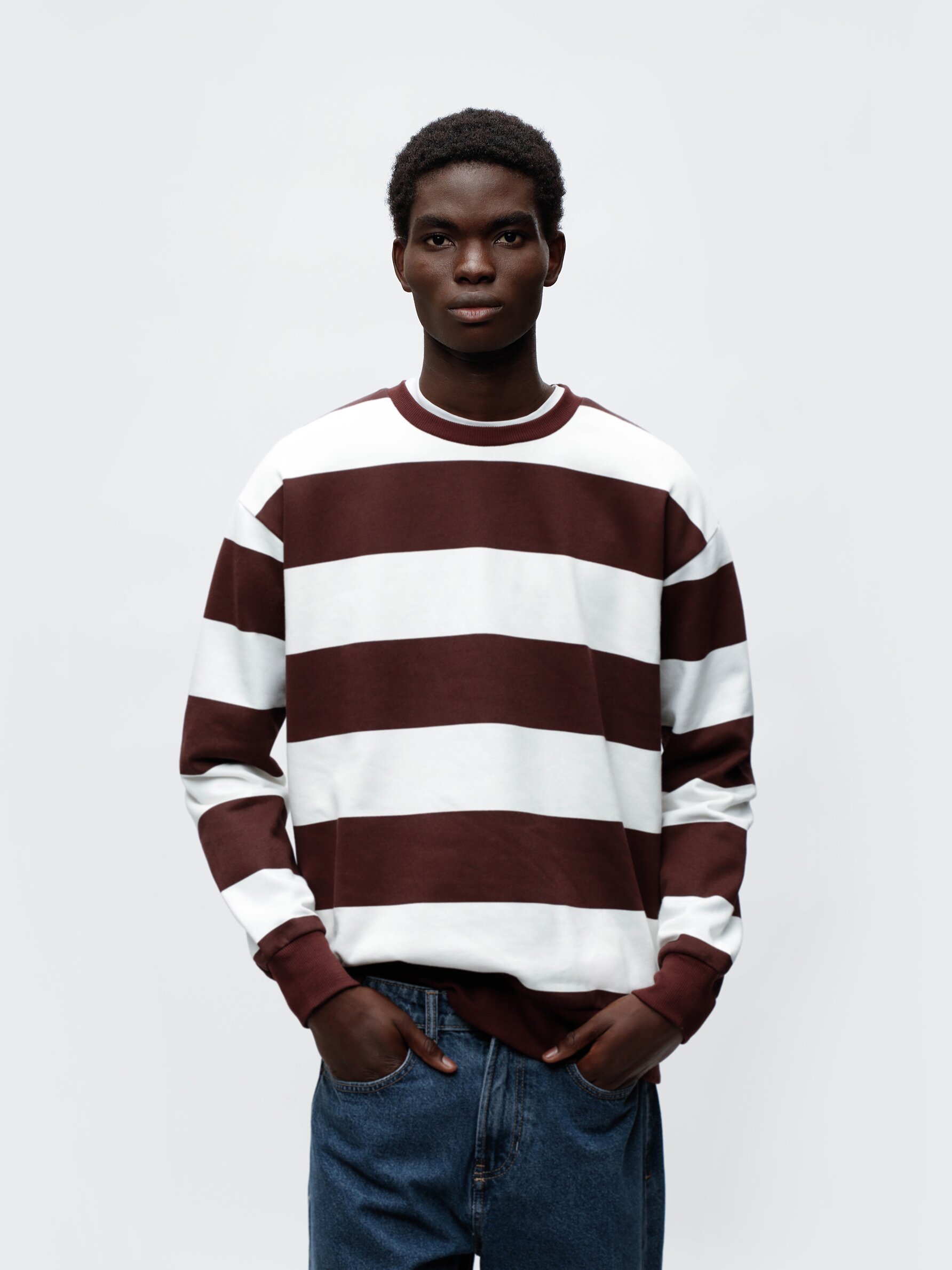 Striped sleeve sweatshirt sale