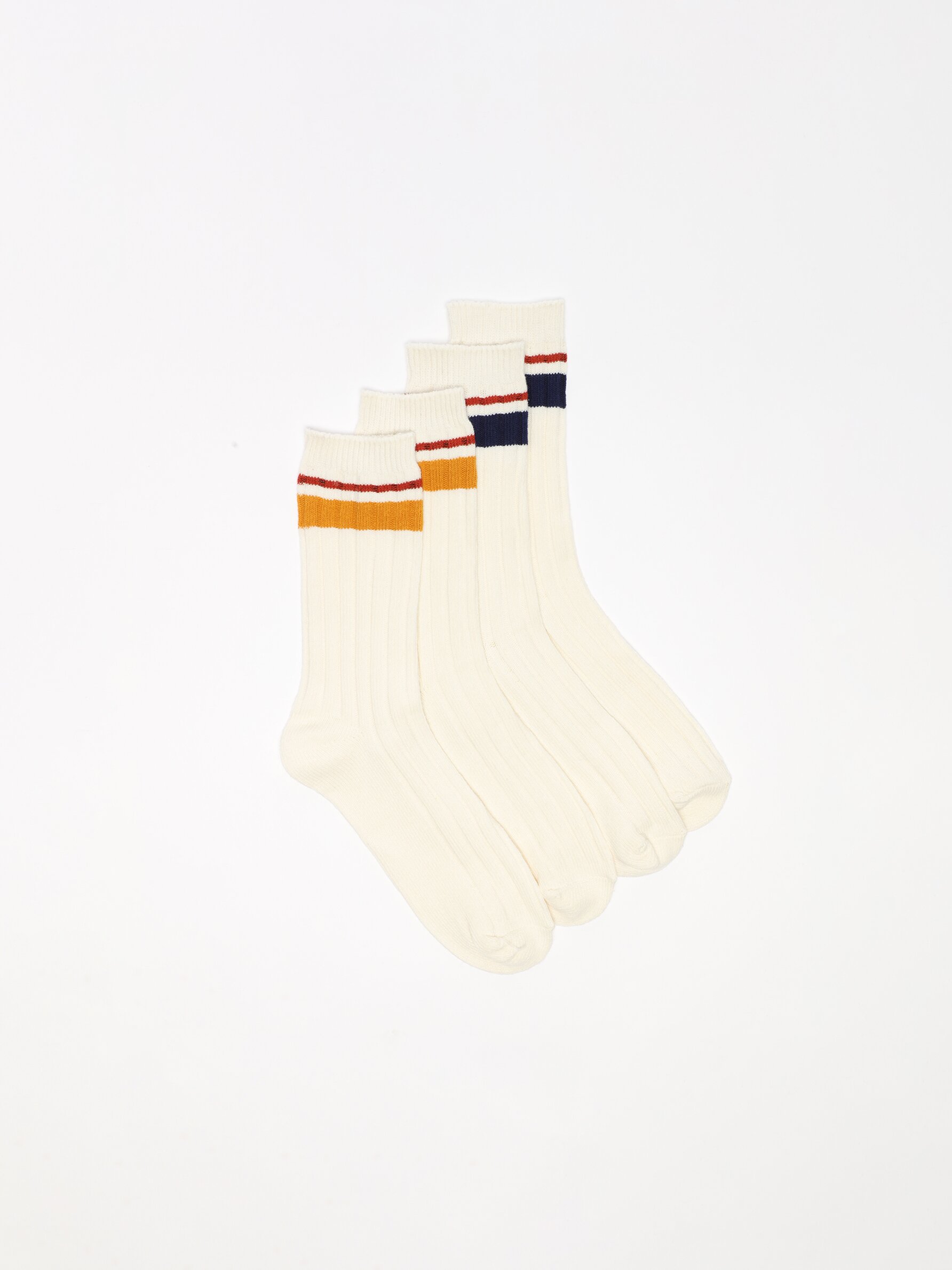 Pack de 2 pares de calcetines de rayas, Blanco