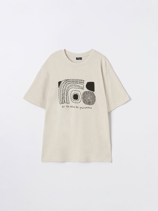Linen effect printed T-shirt