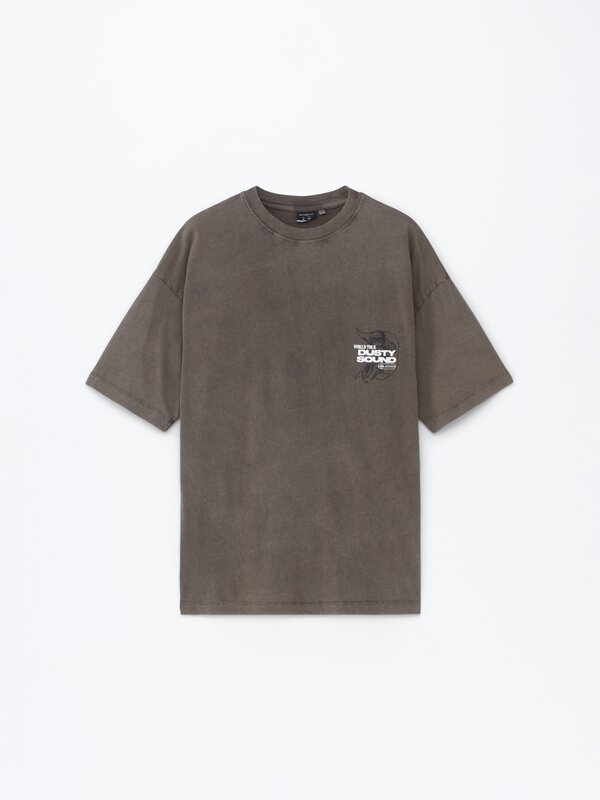 Faded effect printed T-shirt