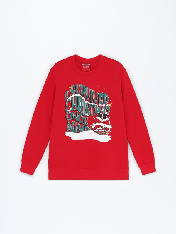 Erkek | Noel Baba tasarımlı aile sweatshirt'ü