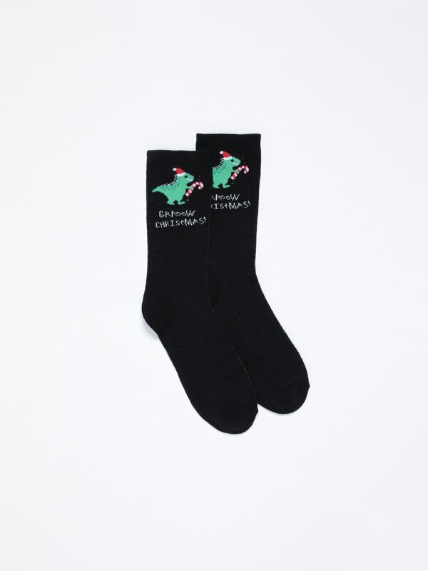 Pack of 2 pairs of knee high Christmas socks and boxers