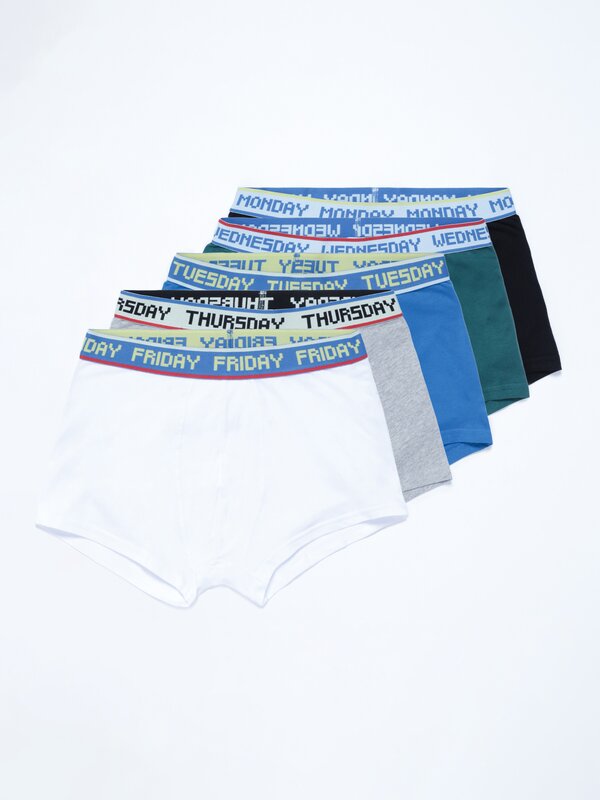 Pack of 5 days of the week print boxer briefs