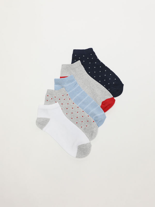 5-pack of contrast ankle socks