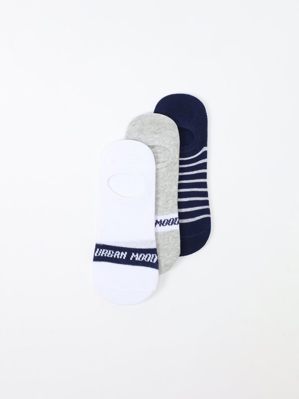 Pack of 3 printed no-show socks