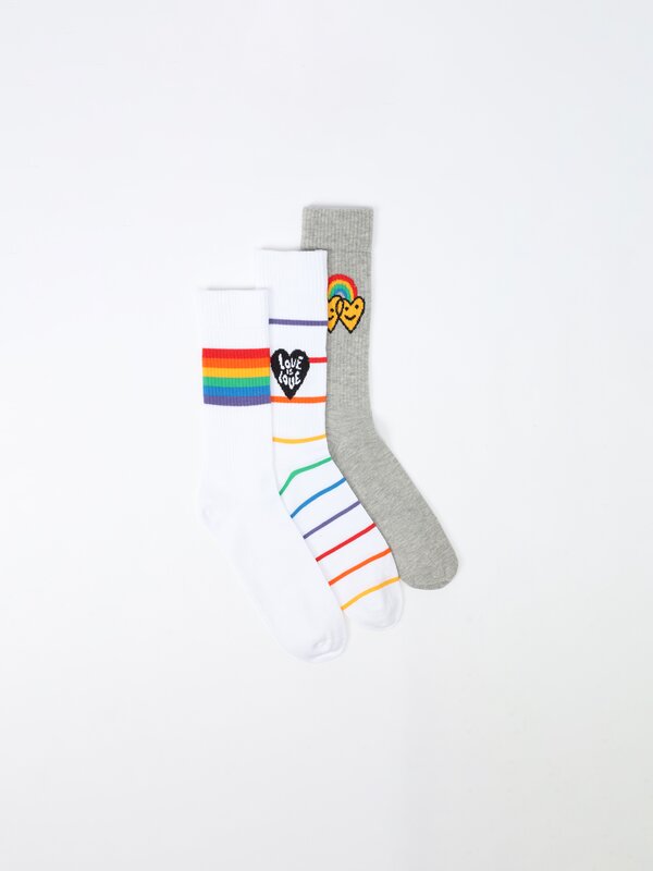 Pack of 3 pairs of long printed socks.
